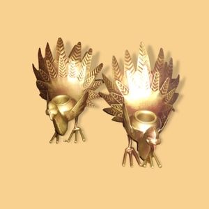 Metal Turkey Candle Holders